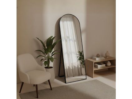 Velké stojací zrcadlo FRAM černé, 150 x 50 cm