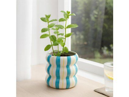 Keramický obal LINJE, 14 cm - modrý